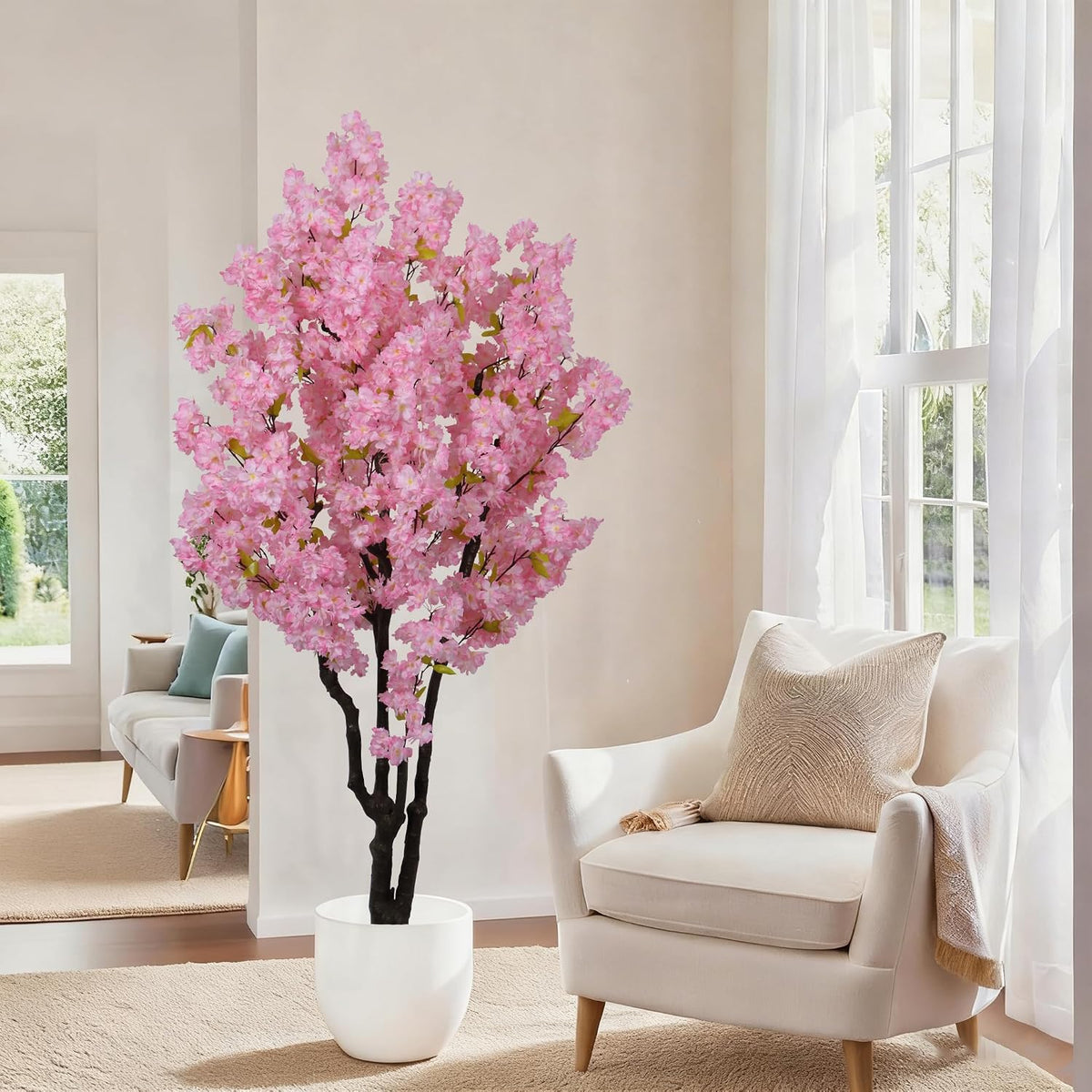 5.9ft Tall Pink Artificial Cherry Blossom Tree