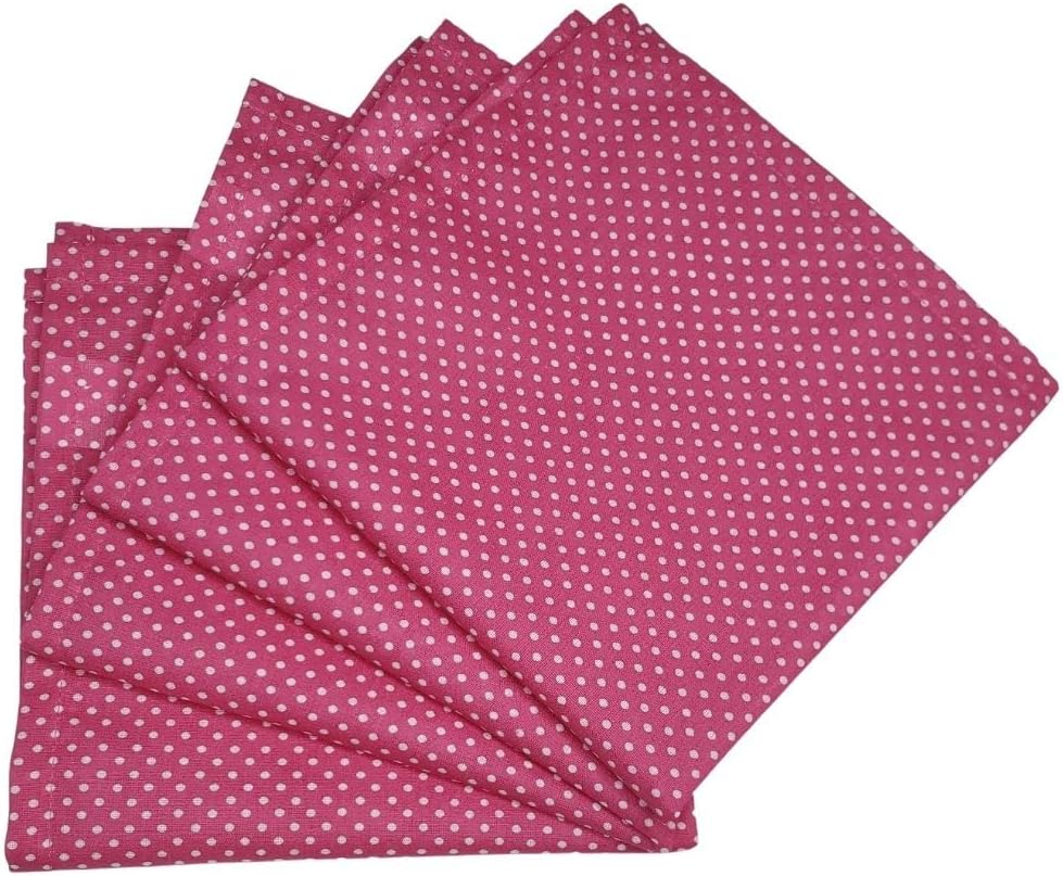 Set of 4 100% Cotton Cloth Napkins 15"x15" - Reusable Napkins, Dining Table Decor - Soft Durable Dinner Napkins for Everyday Gatherings, Thanksgiving, Christmas - Pink Small Polka Dot