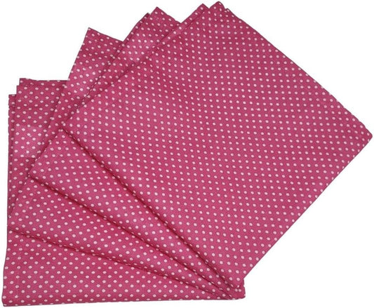 Set of 4 100% Cotton Cloth Napkins 15"x15" - Reusable Napkins, Dining Table Decor - Soft Durable Dinner Napkins for Everyday Gatherings, Thanksgiving, Christmas - Pink Small Polka Dot