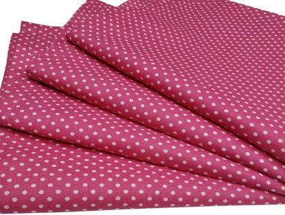 Set of 4 100% Cotton Cloth Napkins 15"x15" - Reusable Napkins, Dining Table Decor - Soft Durable Dinner Napkins for Everyday Gatherings, Thanksgiving, Christmas - Pink Small Polka Dot