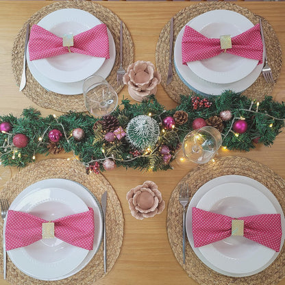 Set of 4 100% Cotton Cloth Napkins 15"x15" - Reusable Napkins, Dining Table Decor - Soft Durable Dinner Napkins for Everyday Gatherings, Thanksgiving, Christmas - Pink Small Polka Dot