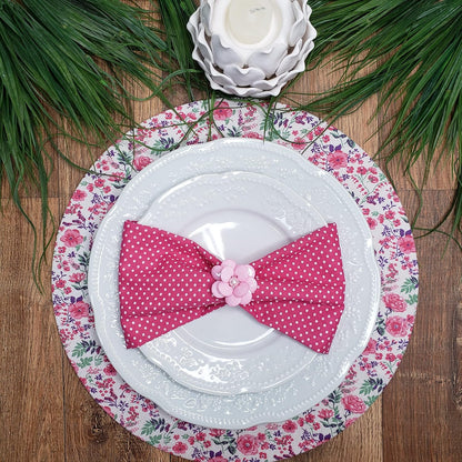 Set of 4 100% Cotton Cloth Napkins 15"x15" - Reusable Napkins, Dining Table Decor - Soft Durable Dinner Napkins for Everyday Gatherings, Thanksgiving, Christmas - Pink Small Polka Dot