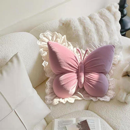 Butterfly Throw Pillow,21.6 inch Velvet Butterfly Decorative Pillow