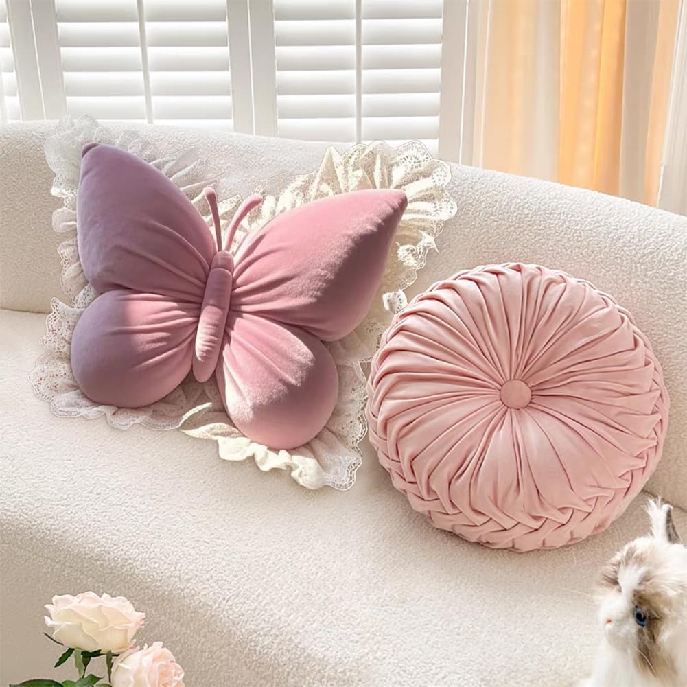 Butterfly Throw Pillow,21.6 inch Velvet Butterfly Decorative Pillow