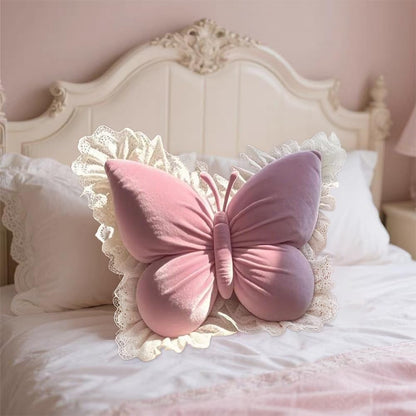 Butterfly Throw Pillow,21.6 inch Velvet Butterfly Decorative Pillow