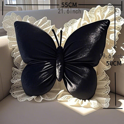 Butterfly Throw Pillow,21.6 inch Velvet Butterfly Decorative Pillow