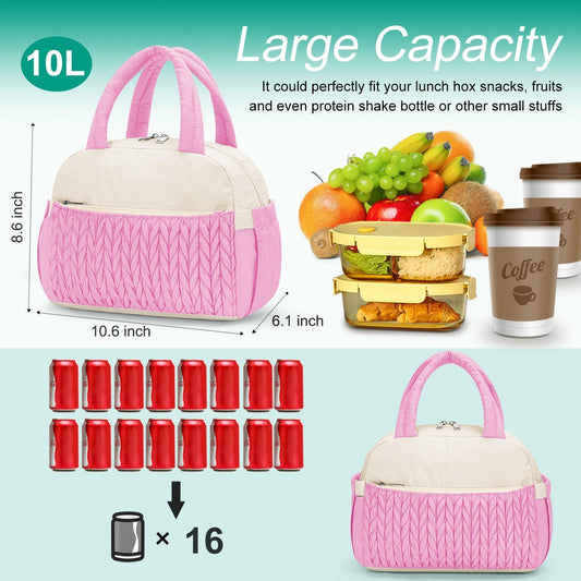Lunch Box Lunch Bag for Women Men,Reusable Cute Lunch Pail bag,Leakproof,Insulated LunchBox Tote Compact 10L, Cooler Lunch Container for Work Travel Office