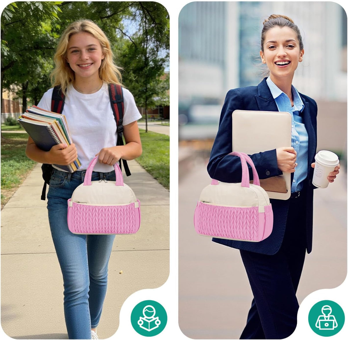Lunch Box Lunch Bag for Women Men,Reusable Cute Lunch Pail bag,Leakproof,Insulated LunchBox Tote Compact 10L, Cooler Lunch Container for Work Travel Office