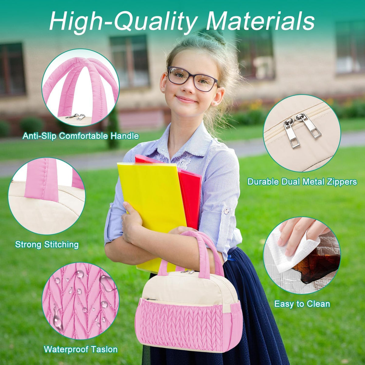 Lunch Box Lunch Bag for Women Men,Reusable Cute Lunch Pail bag,Leakproof,Insulated LunchBox Tote Compact 10L, Cooler Lunch Container for Work Travel Office