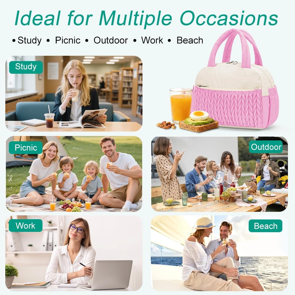Lunch Box Lunch Bag for Women Men,Reusable Cute Lunch Pail bag,Leakproof,Insulated LunchBox Tote Compact 10L, Cooler Lunch Container for Work Travel Office
