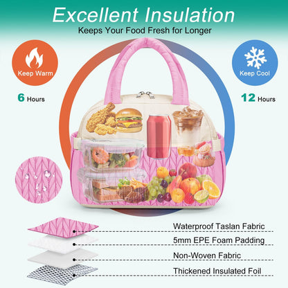 Lunch Box Lunch Bag for Women Men,Reusable Cute Lunch Pail bag,Leakproof,Insulated LunchBox Tote Compact 10L, Cooler Lunch Container for Work Travel Office