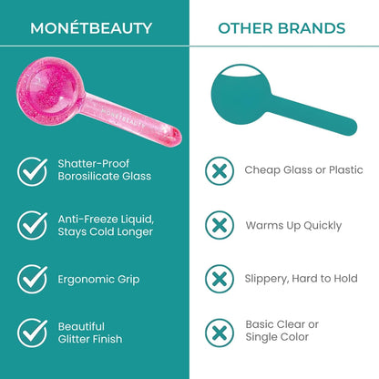 Tighten Skin, Depuff & Sinus Relief? Try Ice Globes for Face, Freezer Safe Facial Globes for Daily Beauty Routines, Face Roller to Enhance Circulation and Complexion - Pink