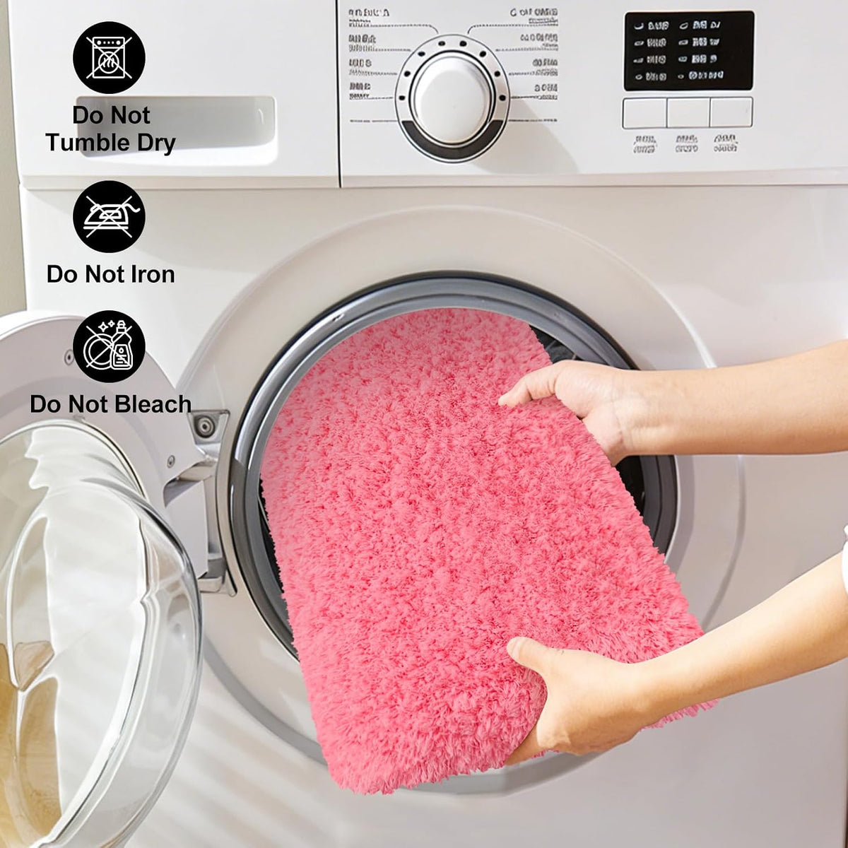 Bathroom Rugs 24"x17", Pink Extra Soft Absorbent Bath Mat, Rubber Backing Quick Dry, Machine Washable Microfiber Bath Rugs for Bathroom Floor, Shower, Bedroom, Tu