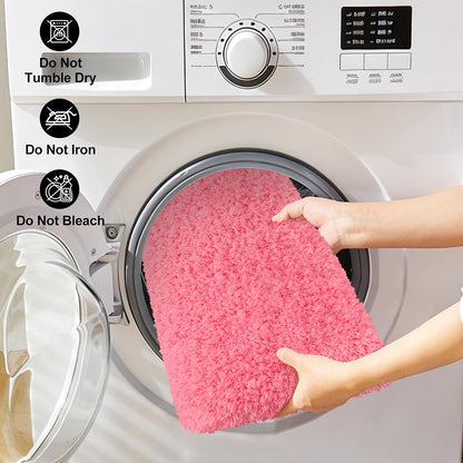 Bathroom Rugs 24"x17", Pink Extra Soft Absorbent Bath Mat, Rubber Backing Quick Dry, Machine Washable Microfiber Bath Rugs for Bathroom Floor, Shower, Bedroom, Tu