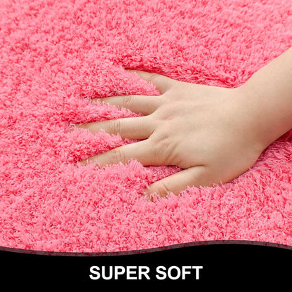 Bathroom Rugs 24"x17", Pink Extra Soft Absorbent Bath Mat, Rubber Backing Quick Dry, Machine Washable Microfiber Bath Rugs for Bathroom Floor, Shower, Bedroom, Tu