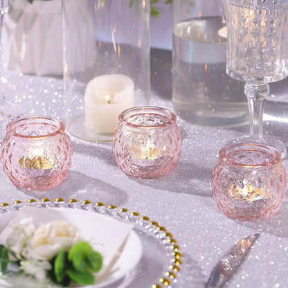 12 Pcs Pink Votive Candle Holders Round Glass Candle Holders