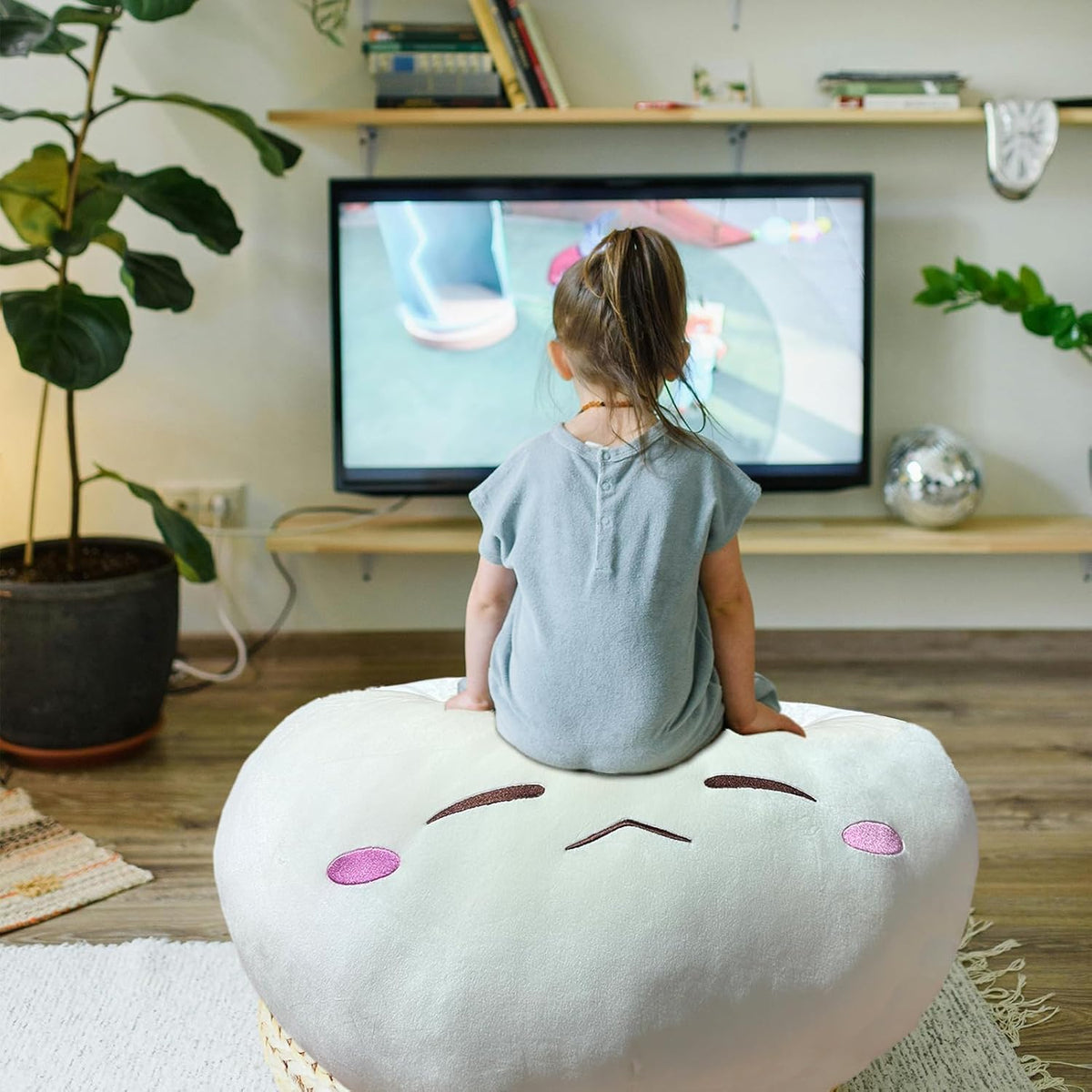 Dumpling Plush Pillow with Cute Features, Stuffed Bun Plush, Funny Food Toy Gifts for Kids Adults(6.3 * 12.2in,Frown)