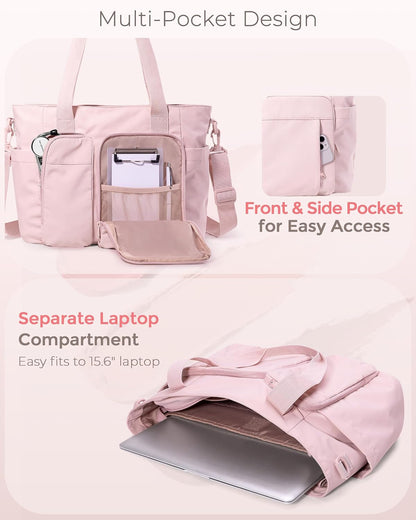 Nurse Tote Bag with Crossbody Strap, 9-Pocket Clinical Bag for Nursing Students