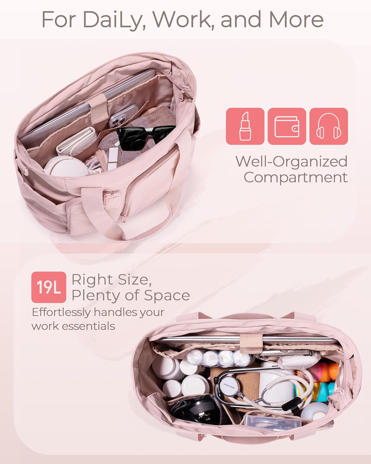 Nurse Tote Bag with Crossbody Strap, 9-Pocket Clinical Bag for Nursing Students