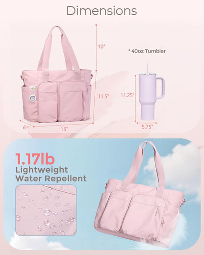 Nurse Tote Bag with Crossbody Strap, 9-Pocket Clinical Bag for Nursing Students