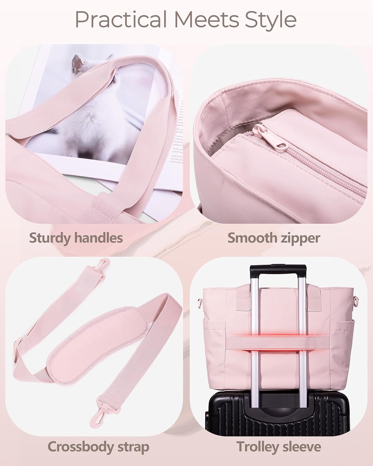 Nurse Tote Bag with Crossbody Strap, 9-Pocket Clinical Bag for Nursing Students