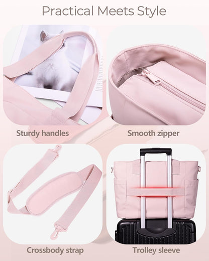 Nurse Tote Bag with Crossbody Strap, 9-Pocket Clinical Bag for Nursing Students