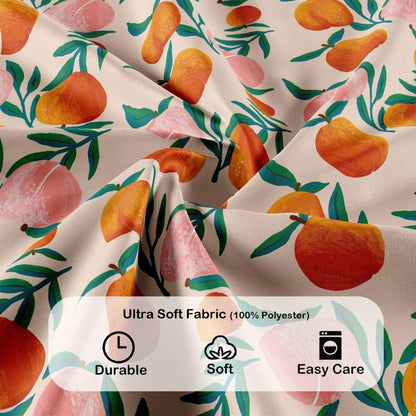 Peach Shower Curtain, Vibrant Cute Fruit Waterproof Shower Curtains for Bathroom, Cartoon Home Decorative Fabric Bath Curtain, Bathroom Accessories, 72 x 72 Inch, Orange Pink