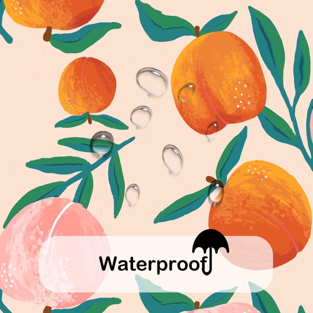 Peach Shower Curtain, Vibrant Cute Fruit Waterproof Shower Curtains for Bathroom, Cartoon Home Decorative Fabric Bath Curtain, Bathroom Accessories, 72 x 72 Inch, Orange Pink