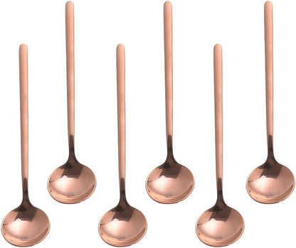 6 PCS Coffee Spoons, 18/8 Stainless Steel Espresso Spoons, 5.2 Inches Vogue Mini Tea Spoon, Cappuccino Stirring Small Spoon for Dessert, Ice Cream, Frosted Handle, Sweejar(Rose gold)