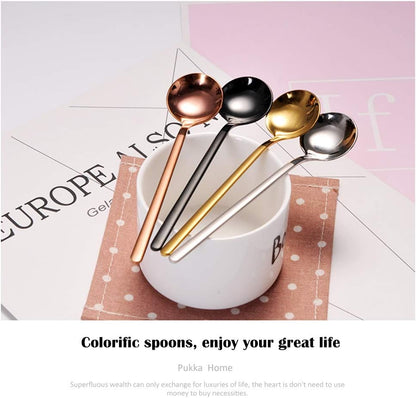 6 PCS Coffee Spoons, 18/8 Stainless Steel Espresso Spoons, 5.2 Inches Vogue Mini Tea Spoon, Cappuccino Stirring Small Spoon for Dessert, Ice Cream, Frosted Handle, Sweejar(Rose gold)