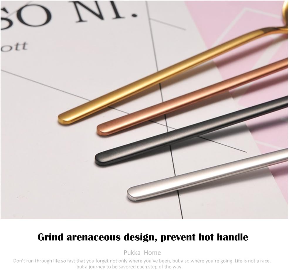 6 PCS Coffee Spoons, 18/8 Stainless Steel Espresso Spoons, 5.2 Inches Vogue Mini Tea Spoon, Cappuccino Stirring Small Spoon for Dessert, Ice Cream, Frosted Handle, Sweejar(Rose gold)