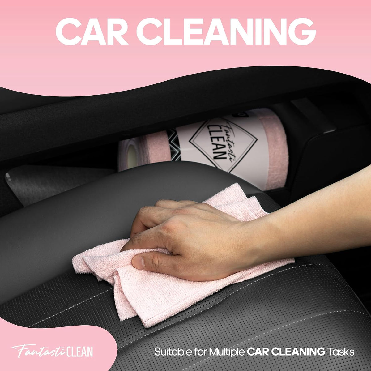 Microfiber Cleaning Cloth Roll, Pink, 60 Pack, 8" x 8"
