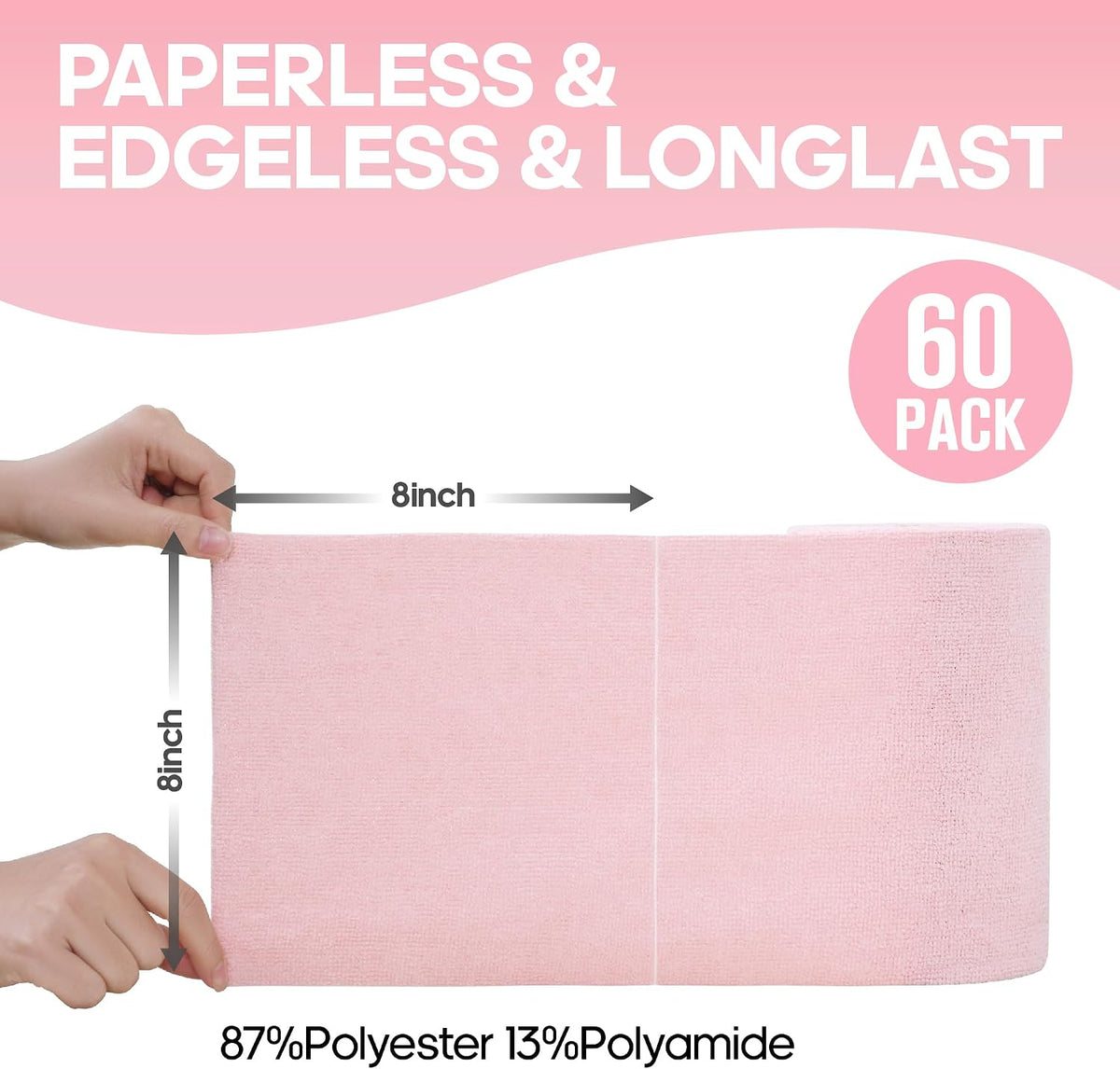 Microfiber Cleaning Cloth Roll, Pink, 60 Pack, 8" x 8"