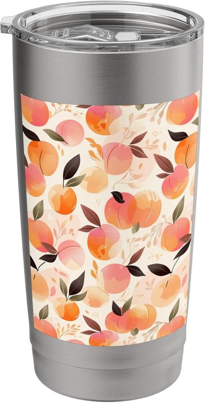 Cute Pattern Art Peach Fruit Vintage Stainless Steel Insulated Tumbler