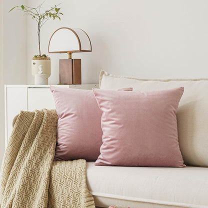 Dustypink Velvet Throw Pillow Covers 18x18 Pack of 2 Decorative
