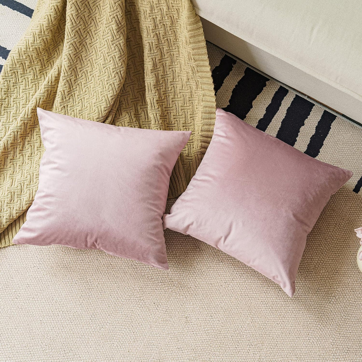 Dustypink Velvet Throw Pillow Covers 18x18 Pack of 2 Decorative