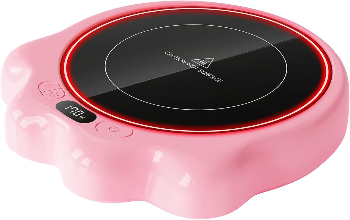 Mug Warmer, 50W Cute Cat Paw Cup Warmers, Heated Plate - Pink