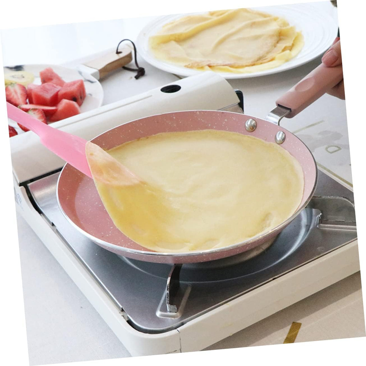 Pink Aluminum Omelette Pancake Pan for Cooking and Restaurant Use