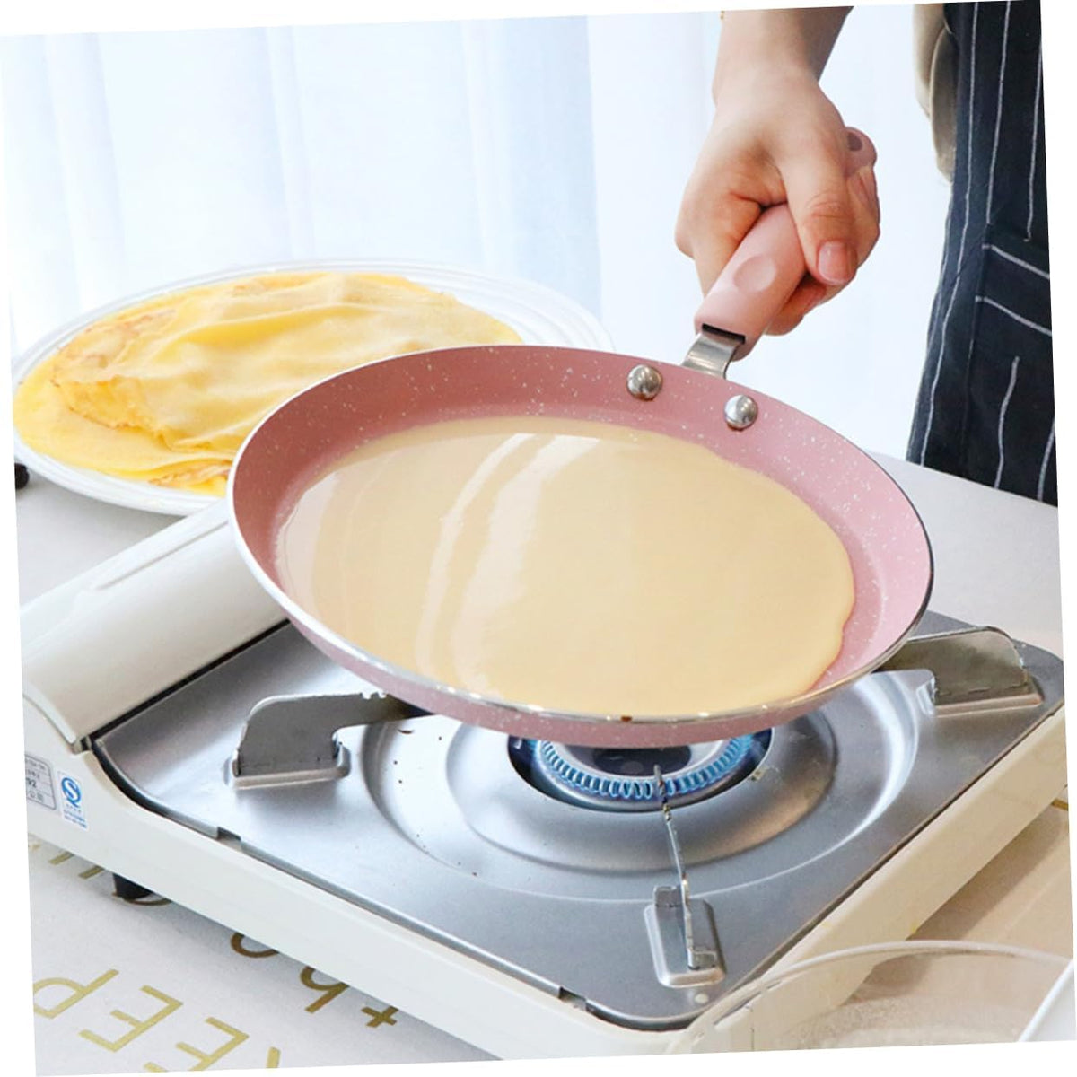 Pink Aluminum Omelette Pancake Pan for Cooking and Restaurant Use