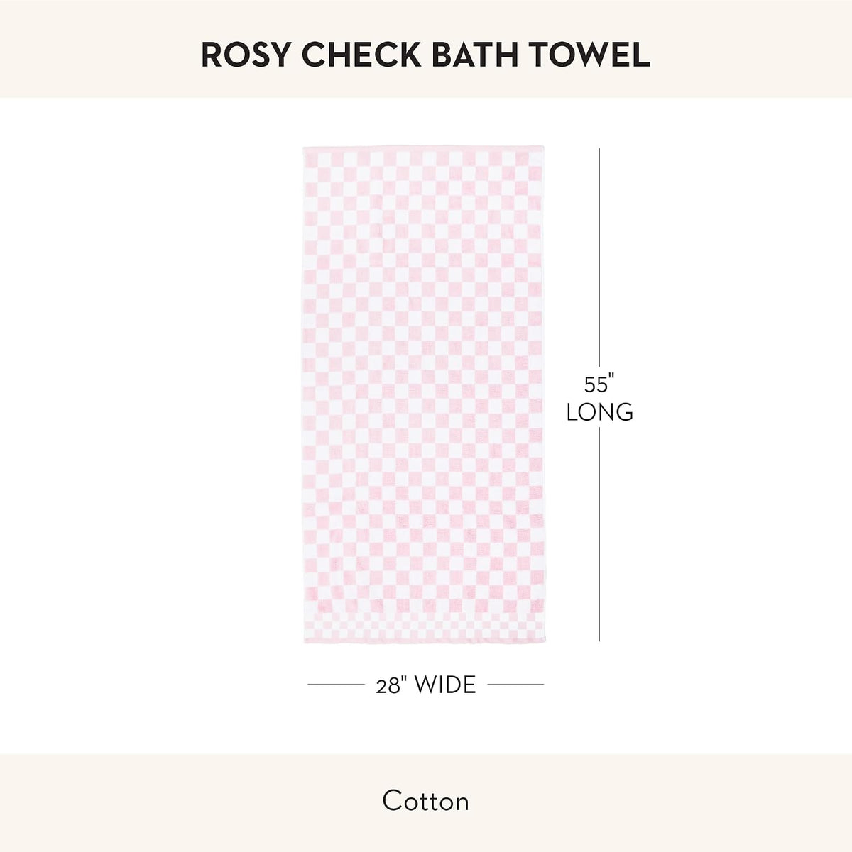 Cotton Bath Towel, Pink-and-White Rosy Check