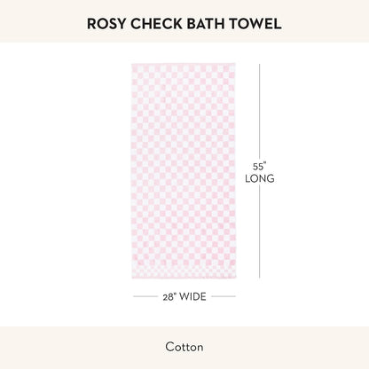 Cotton Bath Towel, Pink-and-White Rosy Check