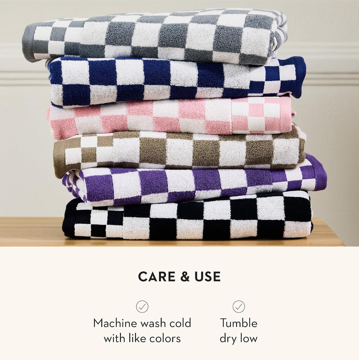 Cotton Bath Towel, Pink-and-White Rosy Check