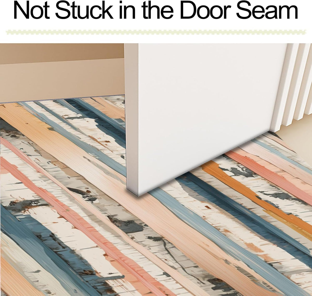 Birch Stripe Door Mat, Front Indoor Door Mat Faux Wool Non-Slip Entryway Rug Absorbent Elegant Wood Grain Throw Rug for Indoor Entrance Hallway, 2'X3', Peach Pink Washable