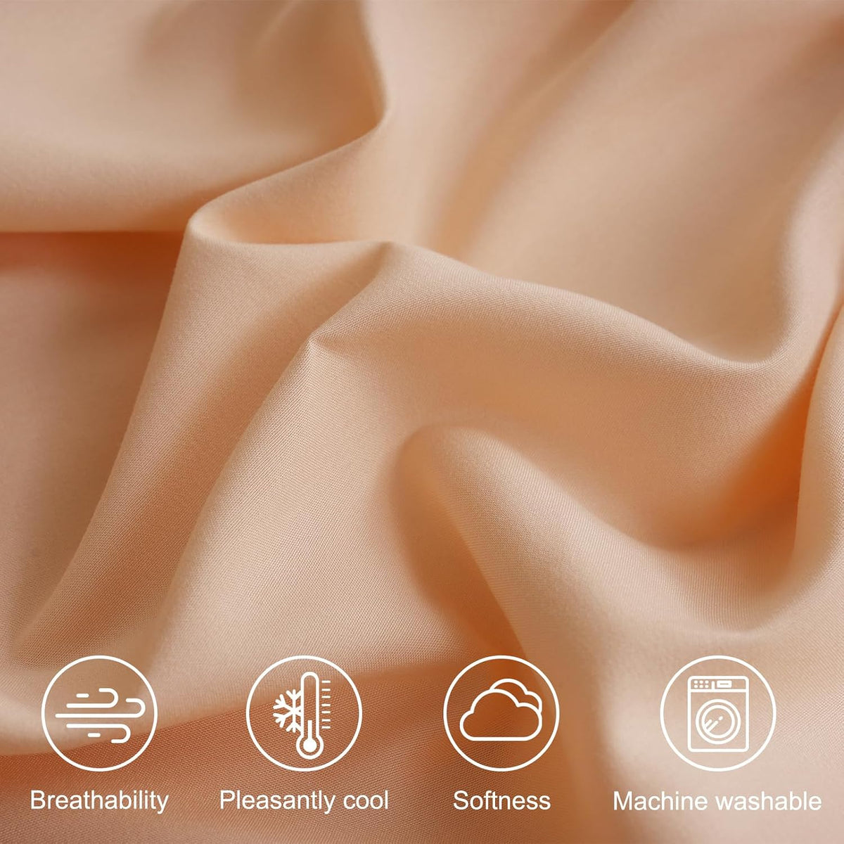 Bedding Queen Bed Sheets Set - Soft Bed Sheets - Cooling Breathable Bedding Set with 16" Deep Pocket (4 Pieces, Queen, Peach Pink)