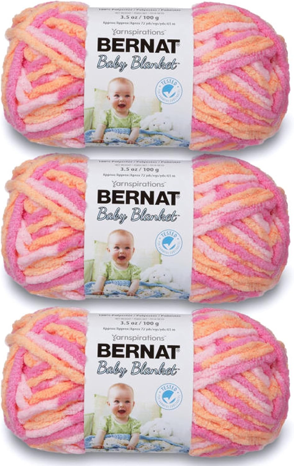 Baby Blanket Yarn for Crocheting Soft, Peachy, 3-Pack