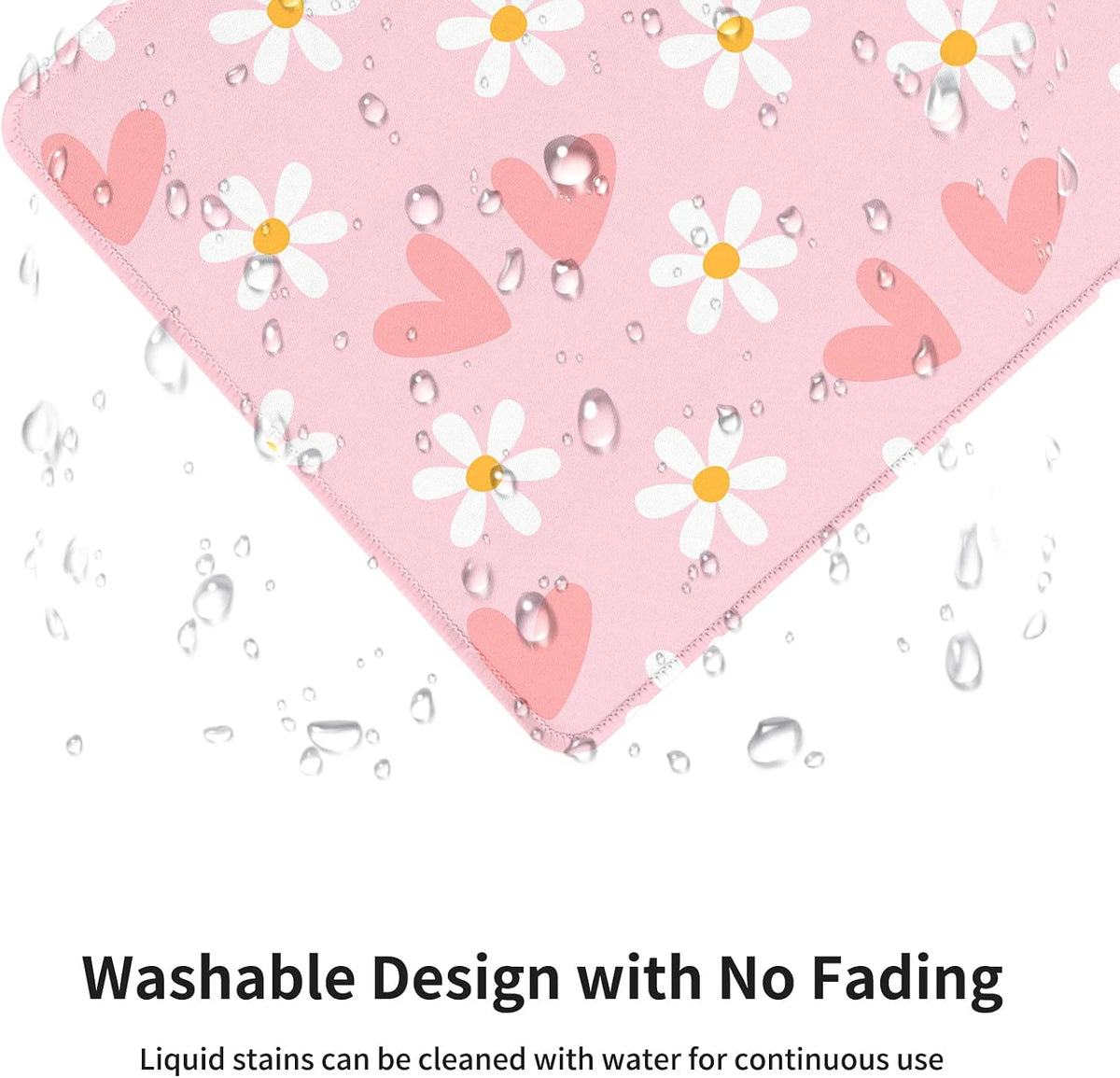 Square Mouse Pad Cute Pink Heart and Flower,Office Home Personalized Premium-Textured Mouse Mat Design,Waterproof Mousepad,Non-Slip Rubber Base Computer Mouse Pads for Wireless Mouse