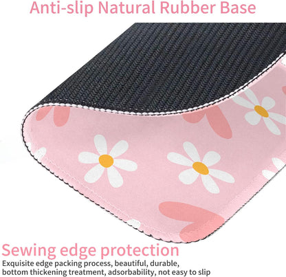 Square Mouse Pad Cute Pink Heart and Flower,Office Home Personalized Premium-Textured Mouse Mat Design,Waterproof Mousepad,Non-Slip Rubber Base Computer Mouse Pads for Wireless Mouse