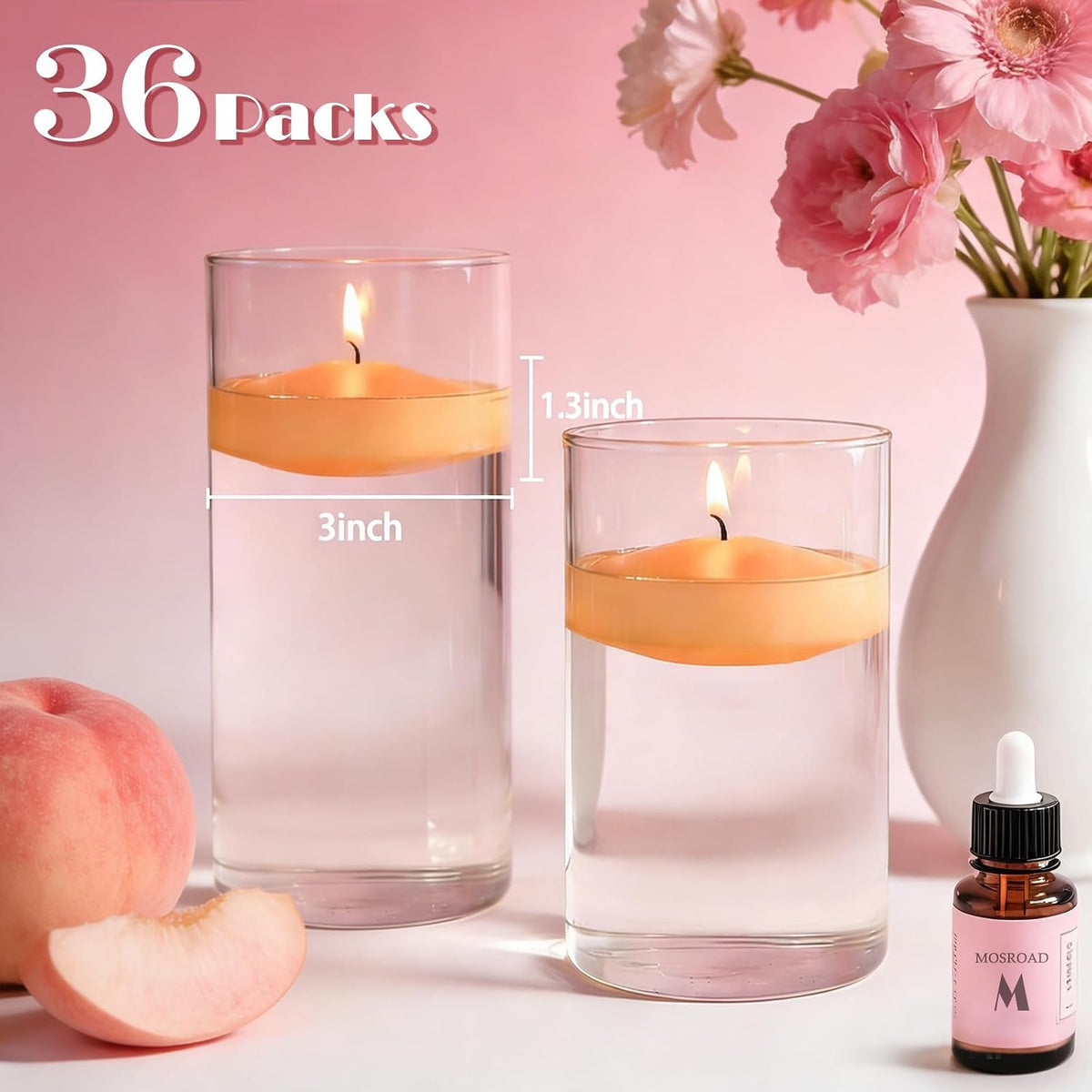 Floating Candles Scented 36 Packs, 3 Inch Floating Candle