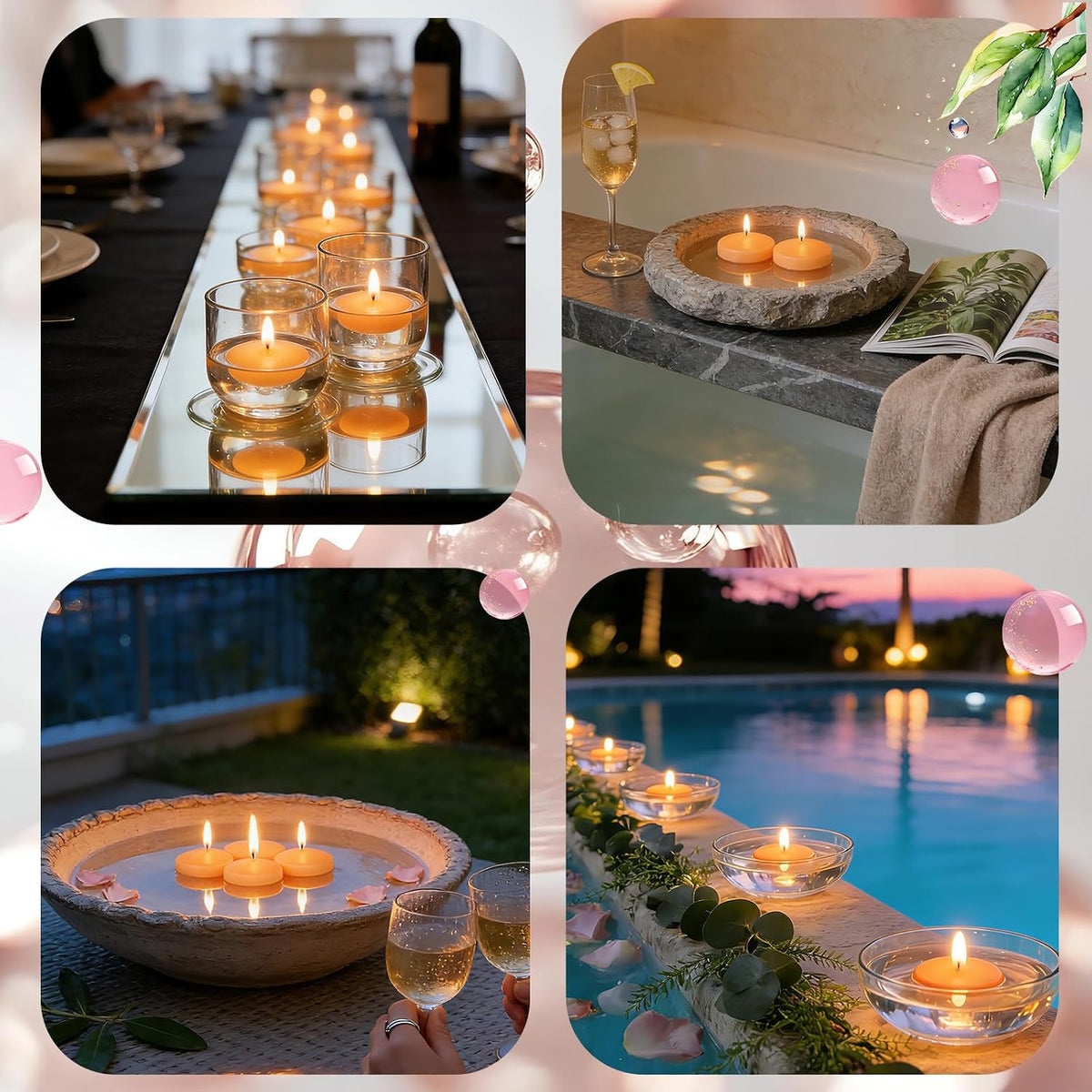 Floating Candles Scented 36 Packs, 3 Inch Floating Candle