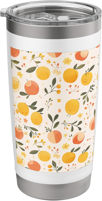 Vintage Peach Fruit Pattern Art Stainless Steel Insulated Tumbler